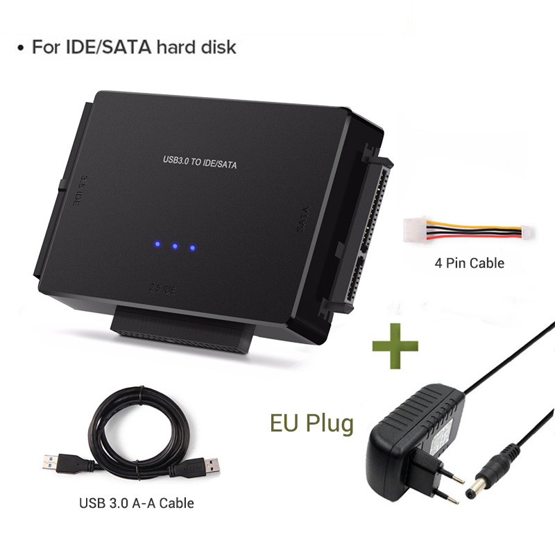 Adaptateur SATA IDE vers USB 3.0, convertisseur de câble pour disque dur SATA IDE HDD 2.5/3.5 pouces, Support 6 to pour ordinateur portable: Rouge