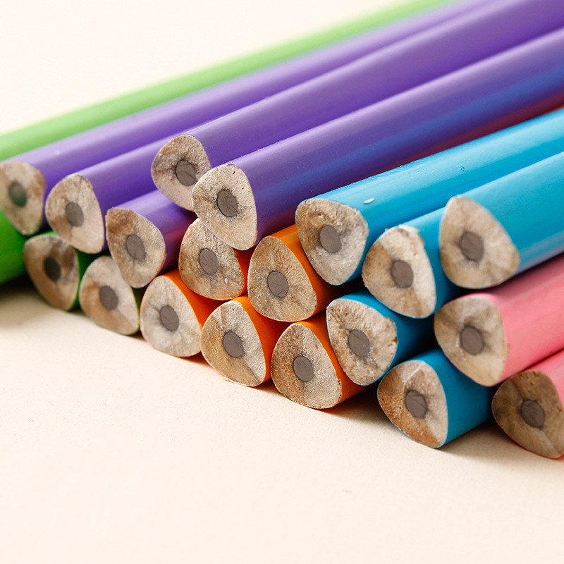 100pcs Classic solid color log Pencil With Rubber Attached HB Writing Learn Drawing Writing Pencil Office Stationery