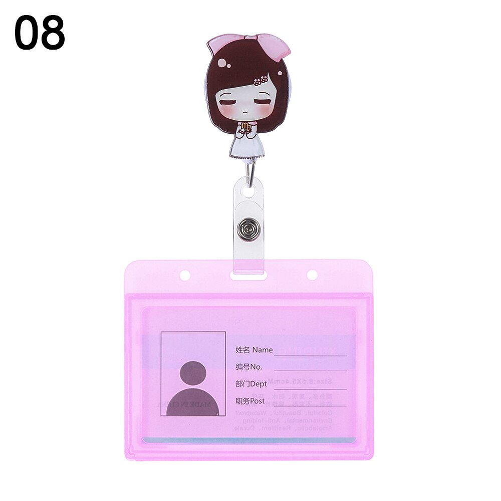 1pc tegneserie-id-emblem holder udtrækkelig rulle unisex business arbejdskort etui elev navneskilte sygeplejerske læge kontorartikler: 8