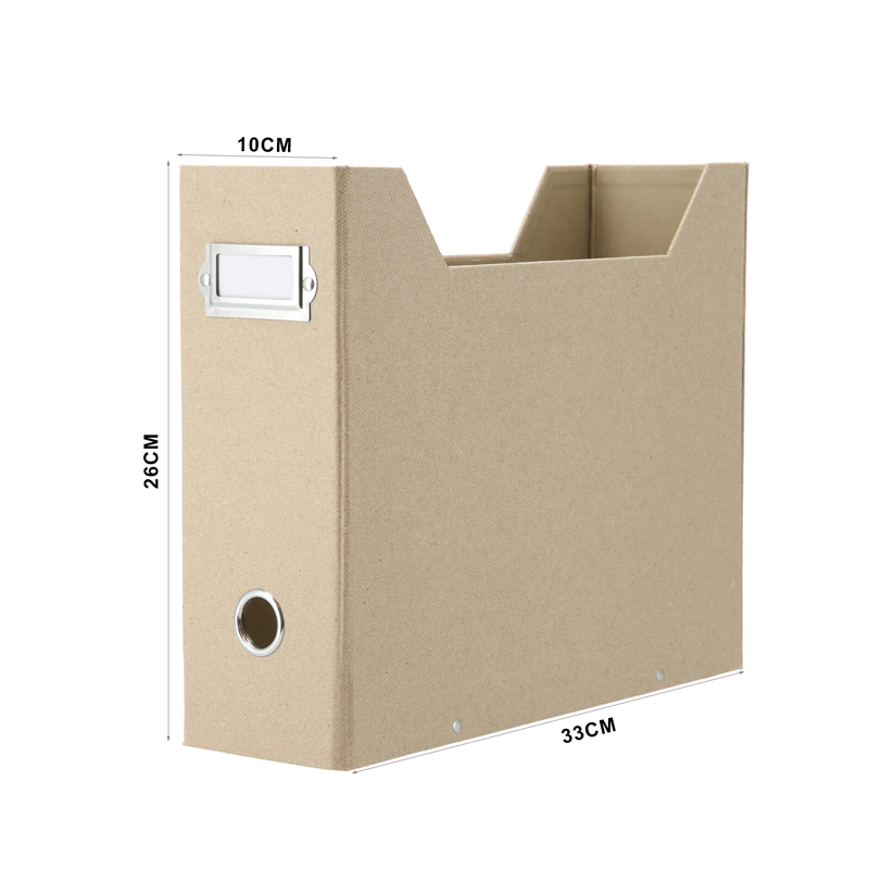 Sammenklappelig magasinholder  a4 hængemappeholder kontor nyhedspapir opbevaringsboks beige naturpapir  (4 stk.)
