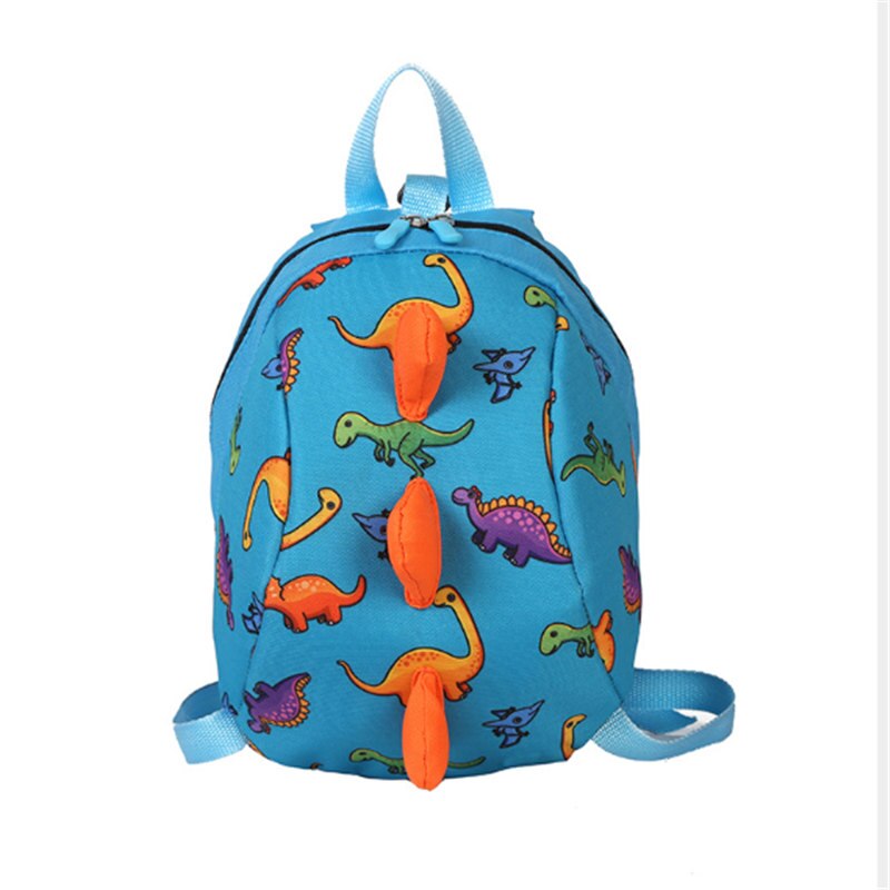 Barnas ryggsekk søt utskrift tegneserie liten dinosaur anti-mistet låve skolesekker til takrenne jenter smålåve låve ryggsekk: Himmelblå