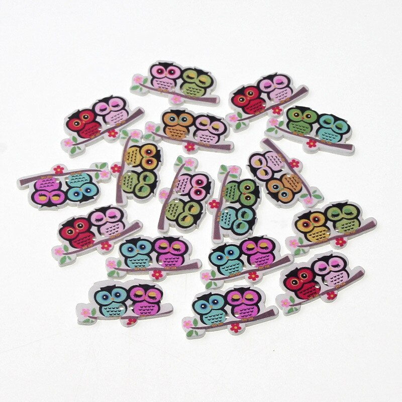 50Pcs Mixed Style 2 Holes Wood Buttons For Clothes Sewing Craft Scrapbooking Handicraft Buttons DIY Apparel Accessories: B02308-1