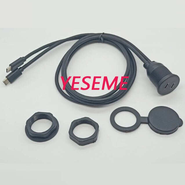 Auto Dash Board Mount Dual USB C Type C Vrouwelijke In Input Dual USB Type C Male Socket Extension panel