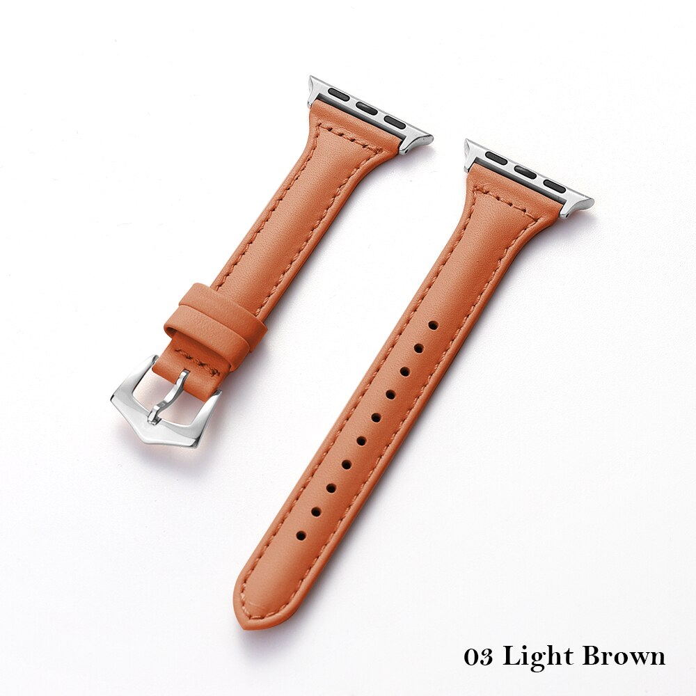 Lederen Band Voor Apple Watch Band 44Mm 40Mm 42Mm 38Mm Iwatch Armband Series5 4 3 2 1 Armband Vervanging Accessoires: Light brown / 38mm or 40mm
