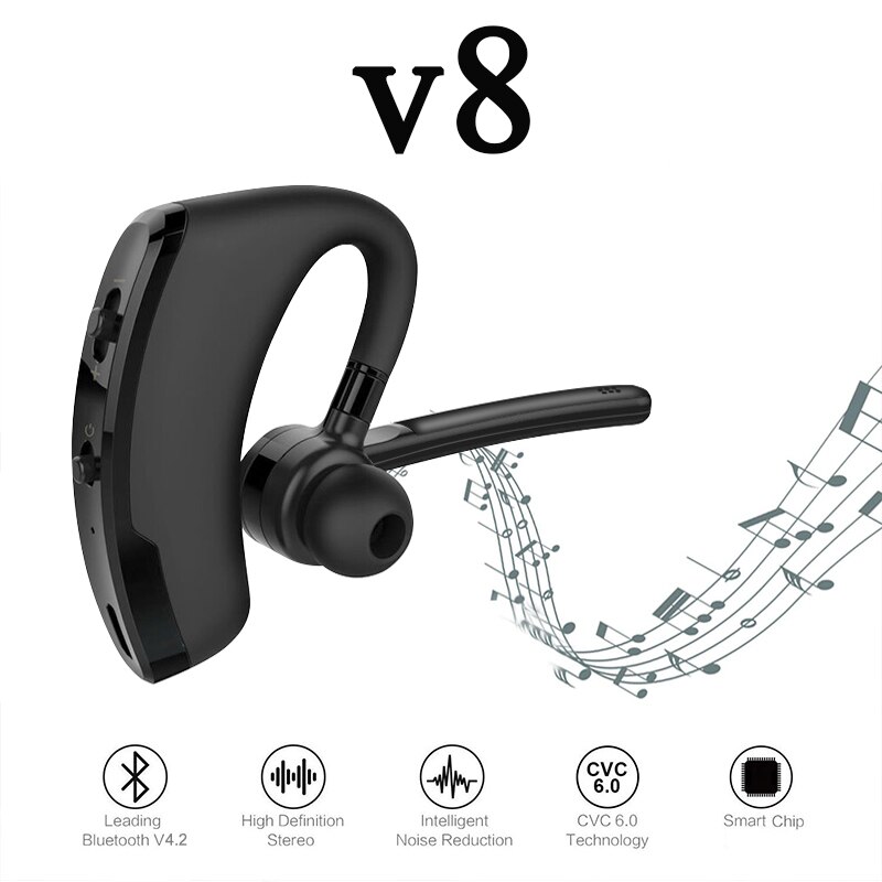 V8 rtspo bluetooth oordopjes draadloze stereo hd microfoon koptelefoon bluetooth hands-in autokit met microfoon voor iphone samsung huawei telefoon