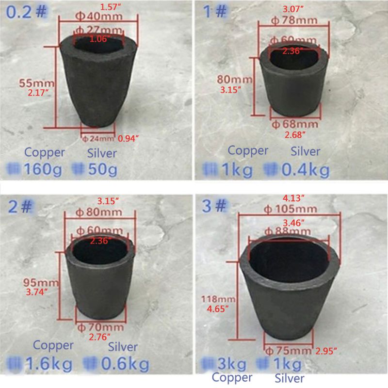 1-5kg fonderie argile Graphite creusets noir tasse four torche fusion coulée raffinage or argent cuivre laiton aluminium