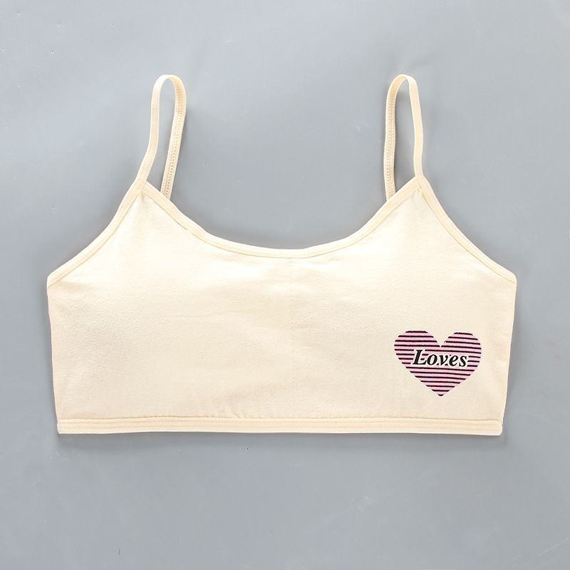 Girls Cotton Topic Young Underwear Teenage Training Bra Natural Sling Vest Classic Loves for 8-14 Years
