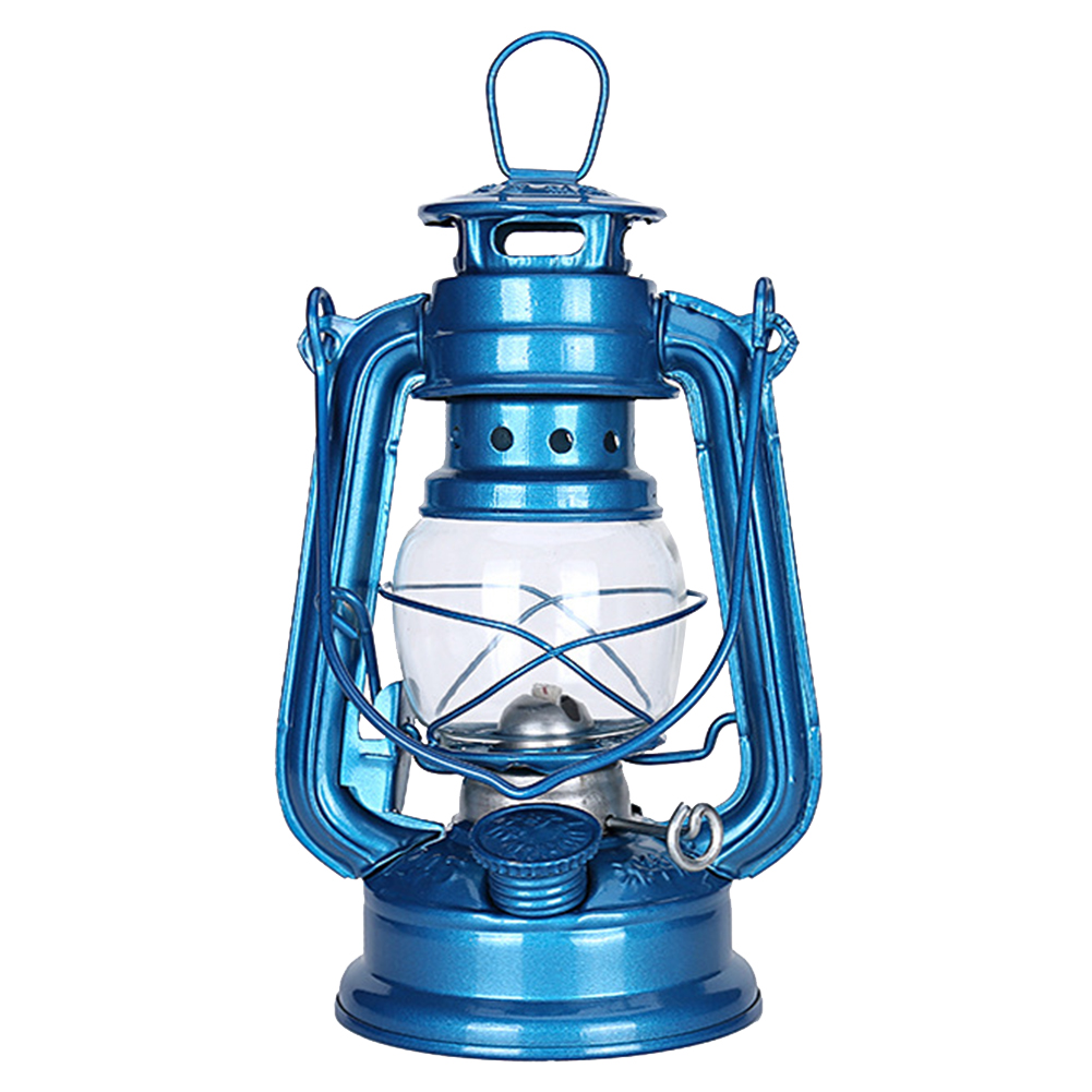 Vintage Hurricane Lantern Metal Kerosene Lantern Fuel Camping Lanterns with Handle for Patio Decoration: Blue