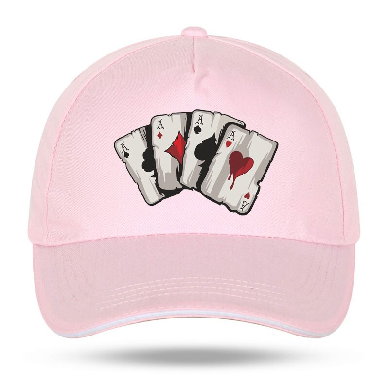 Sommer brand poker spar en interessant print herre baseball kasketter afslappet hip hop bomuld kvinder trucker cap velcro hat: Lyserød