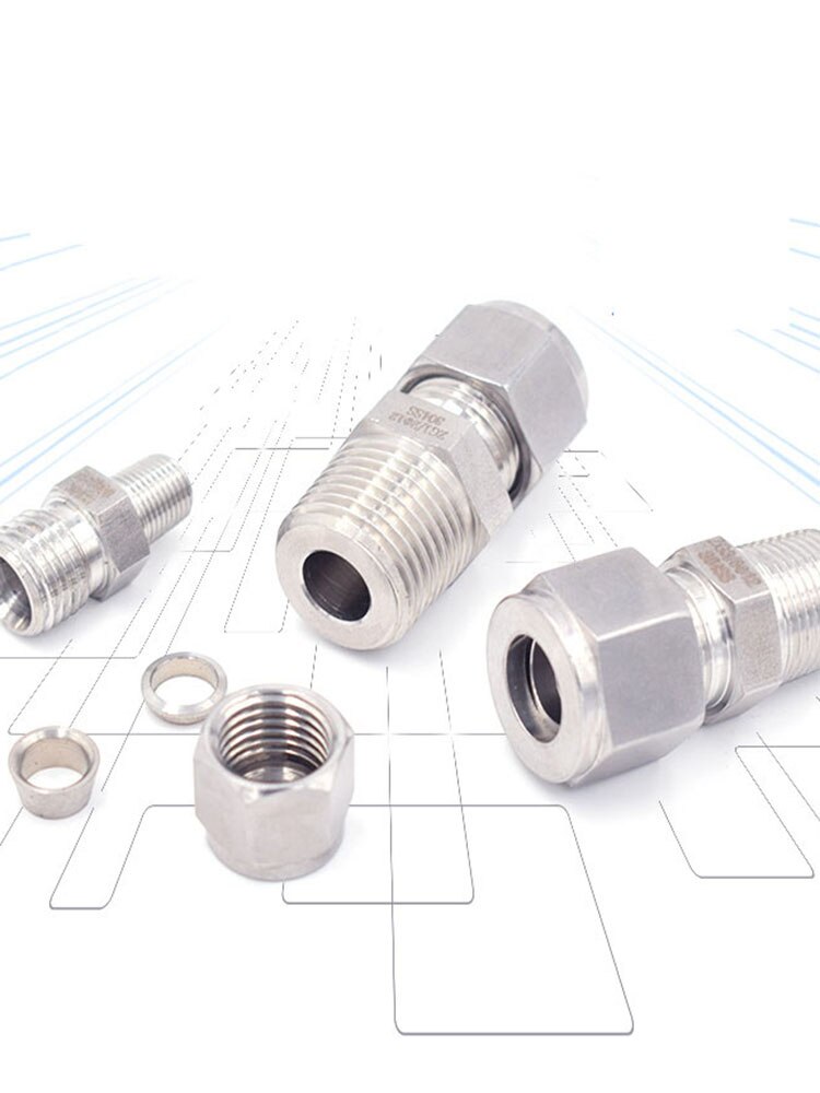 1X Compression Fitting Ferrule Stainless Steel Terminal 1/4 Thread Pipe Joint 6/8/10/12MM ZG/G/NP TMale Straight Adapter Connect