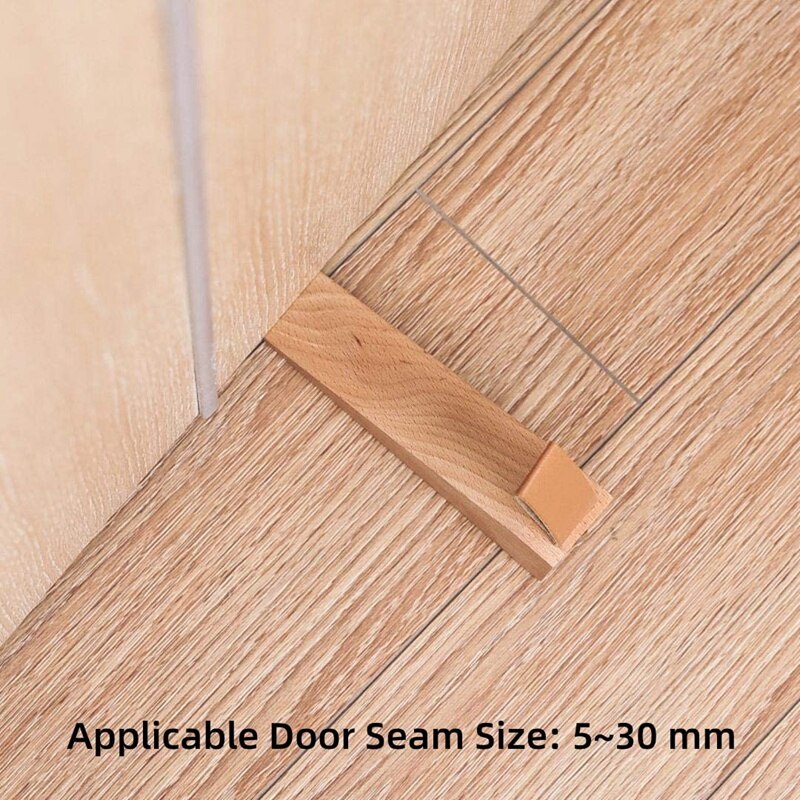 Tope de puerta de madera, cuñas de puerta antideslizantes de madera maciza, cuña de Tope de puerta resistente y duradera, Tope de puerta de seguridad (4 piezas)
