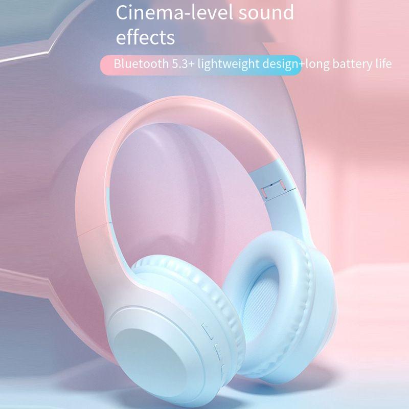Casque Bluetooth de dessin animé mignon avec écouteurs de sport pliables antibruit, batterie ultra longue durée de vie et utilisation universelle: Bleu