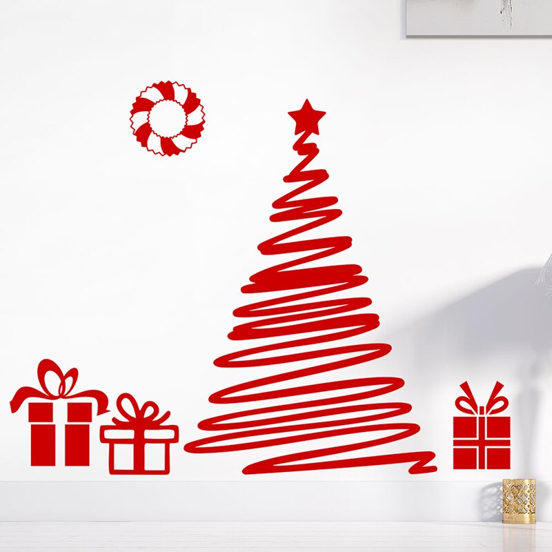 Merry christmas tree wallstickers christian for home decor stue diy butikkvindu glass vinyl festival veggmaleri kunst xmas