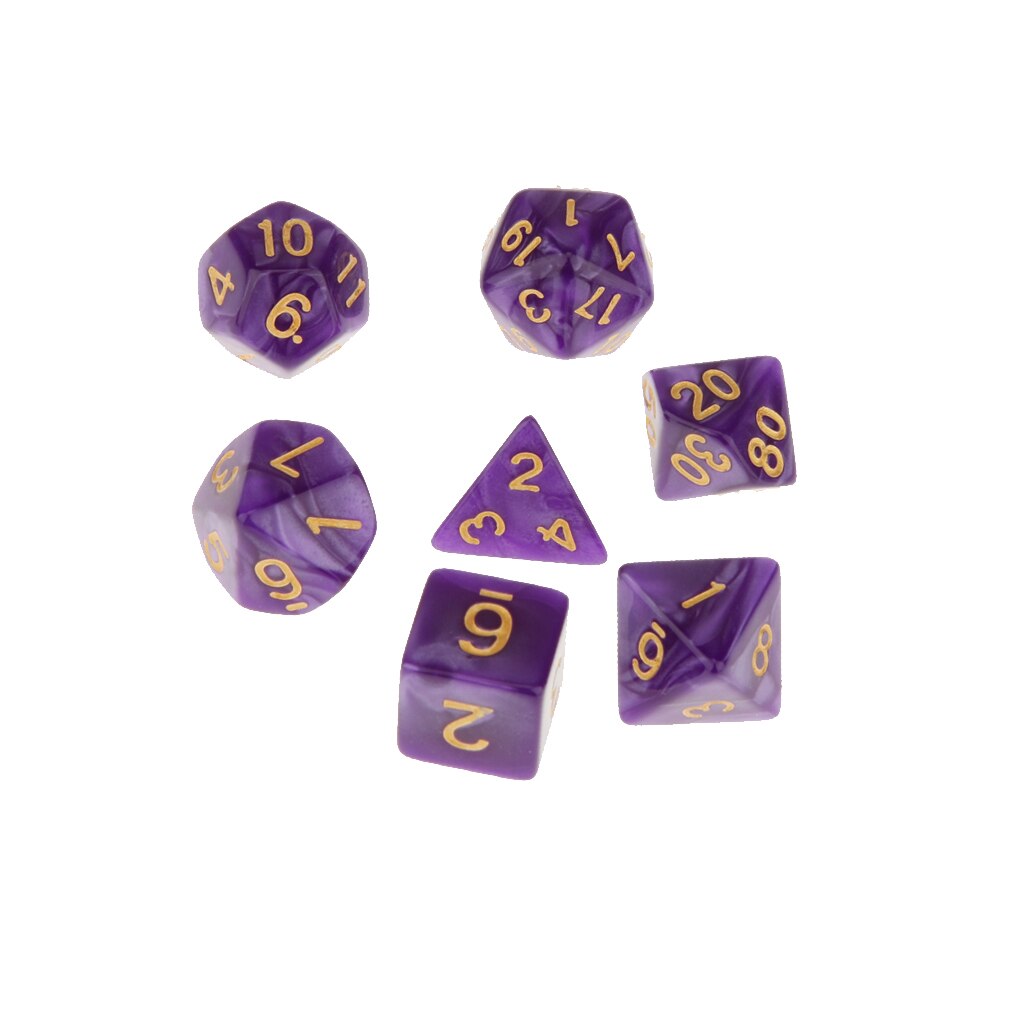 7Pcs Multisided Acryl Dices D4-D20 Bordspel Spelen Speelgoed: Purple