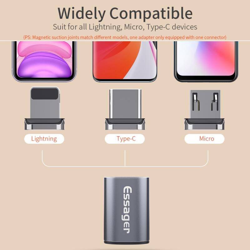 Magnet Adapter USB Type C Micro Charger Cable Magnet Cable Converter Ru Magnetic Aluminum Alloy Charging Cable