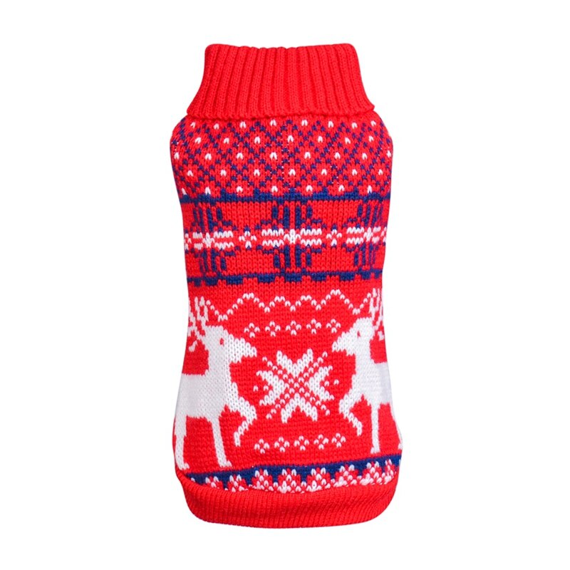 Kjæledyr klær jul elg trykt genser hund høst vinter varm frakk valpeantrekk strikkekostyme små og mellomstore hunder: Rød / S