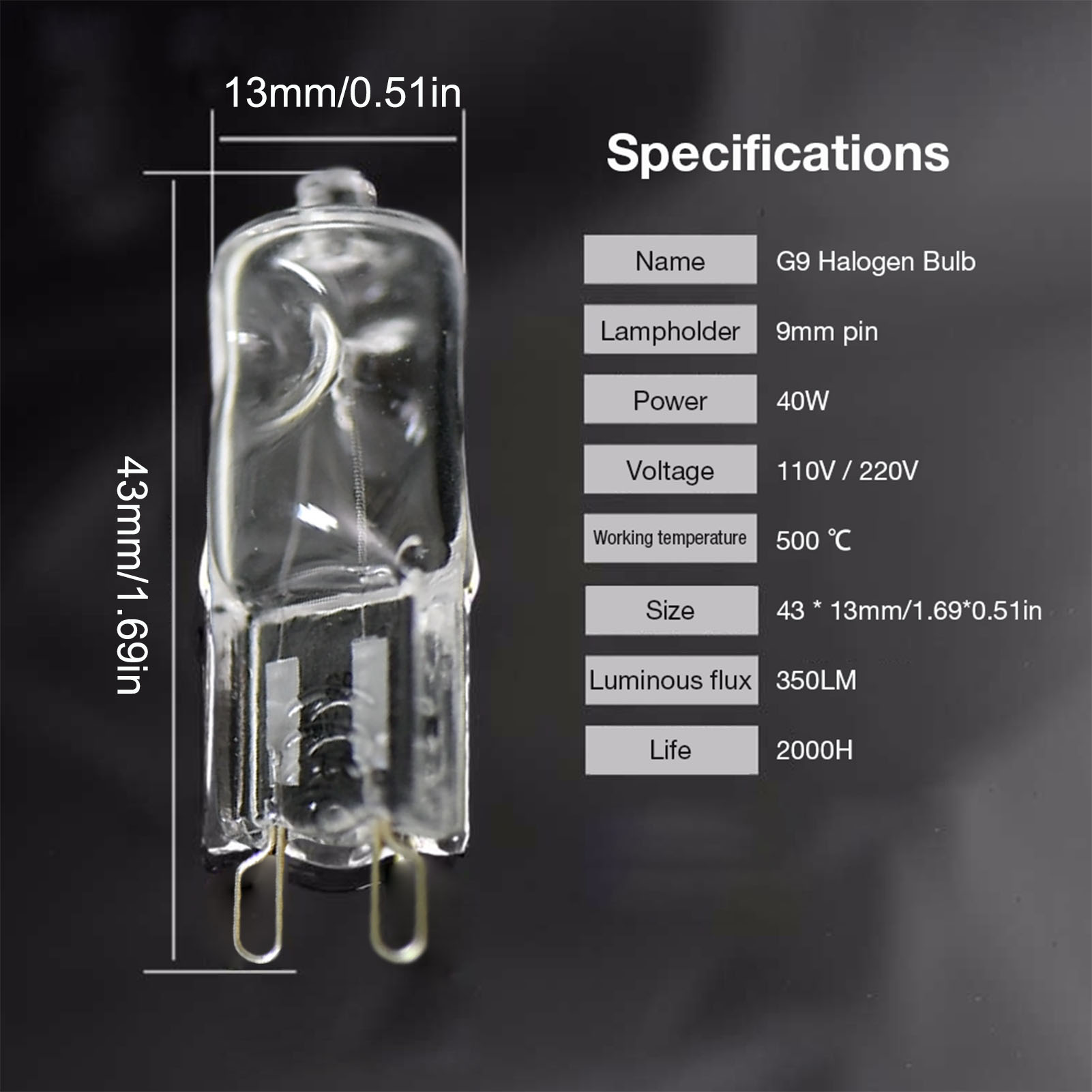 40W Microwave Oven Light Explosion-proof Air Fryer Lamp G9 Bulb Applicable To Microwave Ovens Refrigerators Ovens