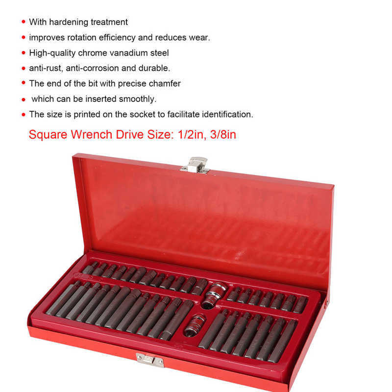 Auto reparatur werkzeuge toolbox /set Wrench Stern Spline Hex Buchse Bit Kit 1/2in 3/8in Stick mit Rot Toolbox Auto