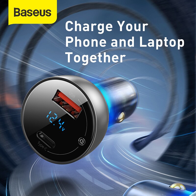 Baseus 65W Usb Autolader Quick Charge 3.0 Autolader Voor Iphone Macbook Samsung Laptop Led Display Snel Telefoon lader