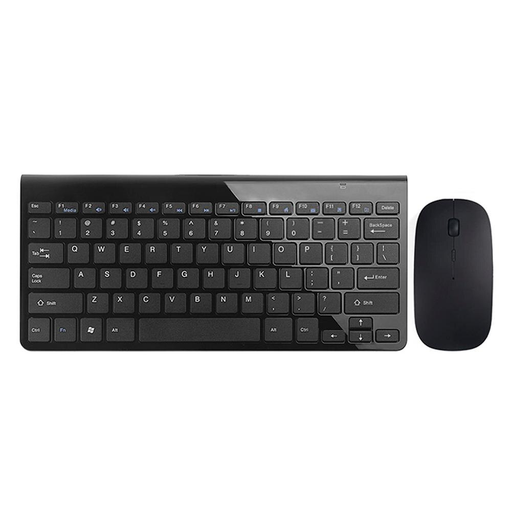 2.4GHz Multimedia Buttons Ergonomic Combo Mini Home Keyboard Mouse Set Wireless Ultra Thin Gaming Optical Non Slip Sensitive: Black