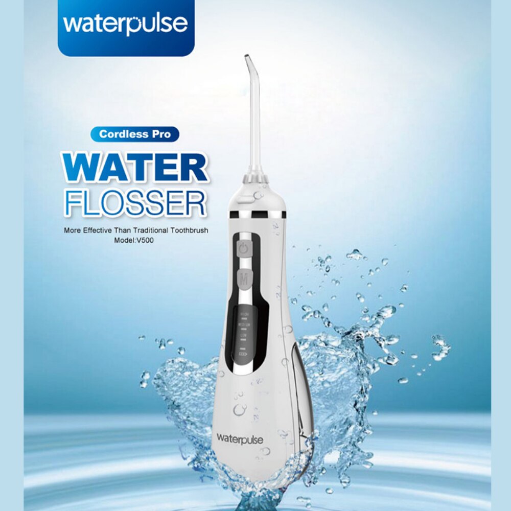 Waterpulse-irrigador Oral portátil V500 para adultos, hilo dental de agua recargable, impermeable IPX7, 200ml