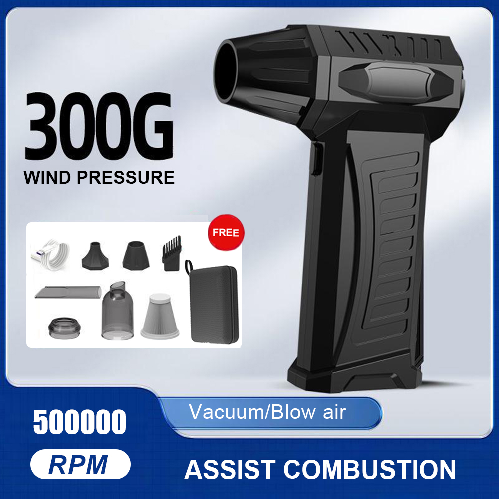 10000mAh Multifunctional Powerful Blower High Speed Mini Duct Turbo Violent Jet Fan 500000 RPM High-Performance Brushless Motor: Silver