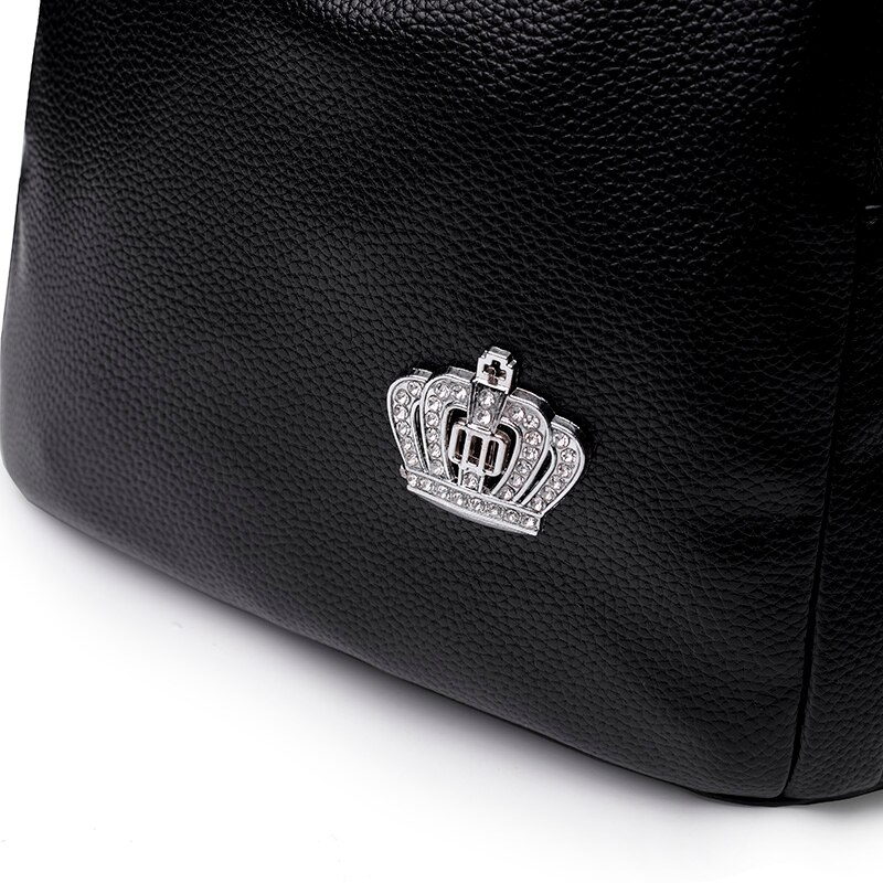 Zacht Leer Crown Decoratie Vrouwen Rugzak Effen Kleur Grote Capaciteit Mode Rugzak Vrouwelijke Casual Reizen Draagbare Bagpack