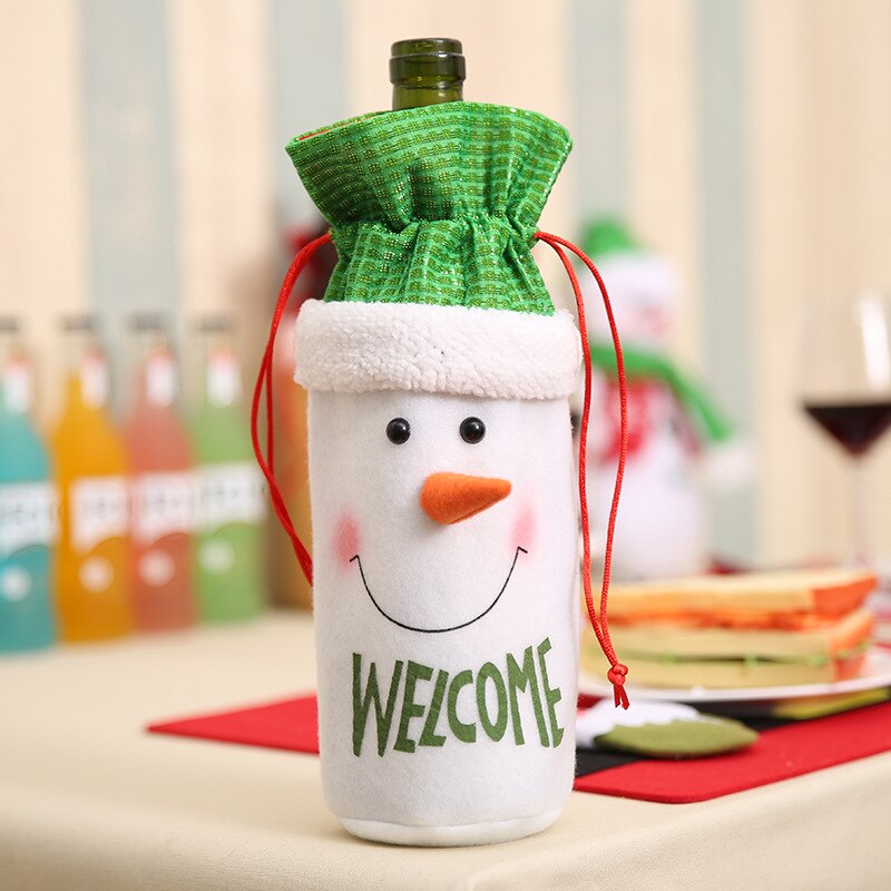 Jul vinflaske dækning år vinflaske taske santa snemand champagne flaske dekoration julepynt til hjemmet