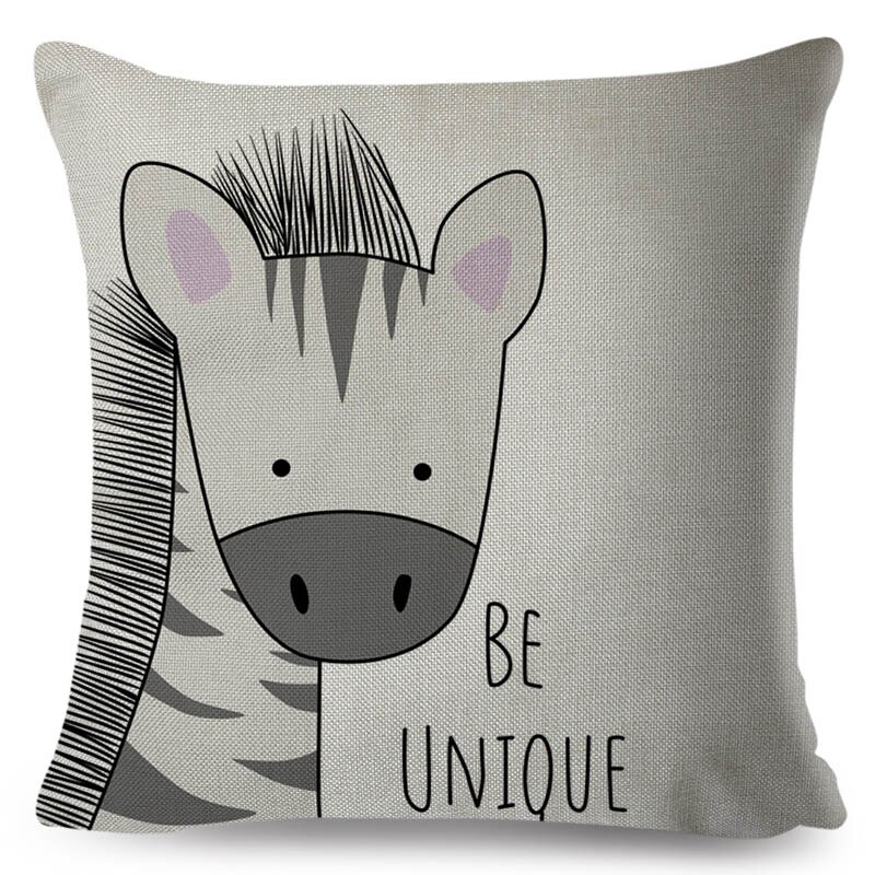 Nordique zèbre hippopotame girafe Lion Crocodile taie d'oreiller décor Animal housse de coussin pour canapé taie d'oreiller taies d'oreiller 45x45cm: H07