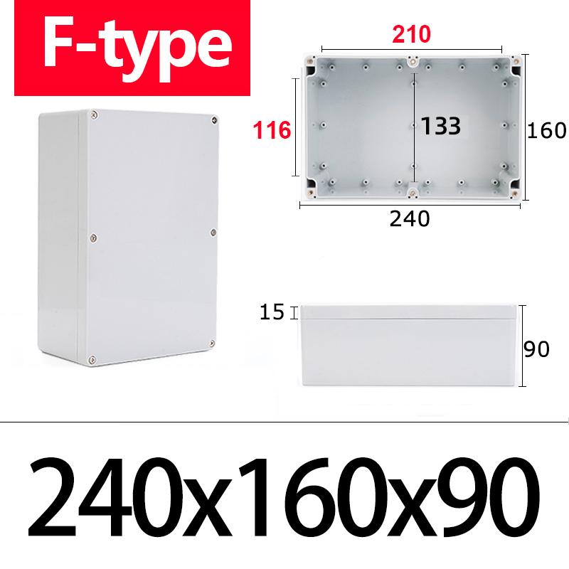 Boîte de jonction étanche ABS de type F, matériau, boîtier en plastique Ip67, coffre-fort électronique pour l'extérieur, boîte de bouton d'alimentation pour moniteur: Black