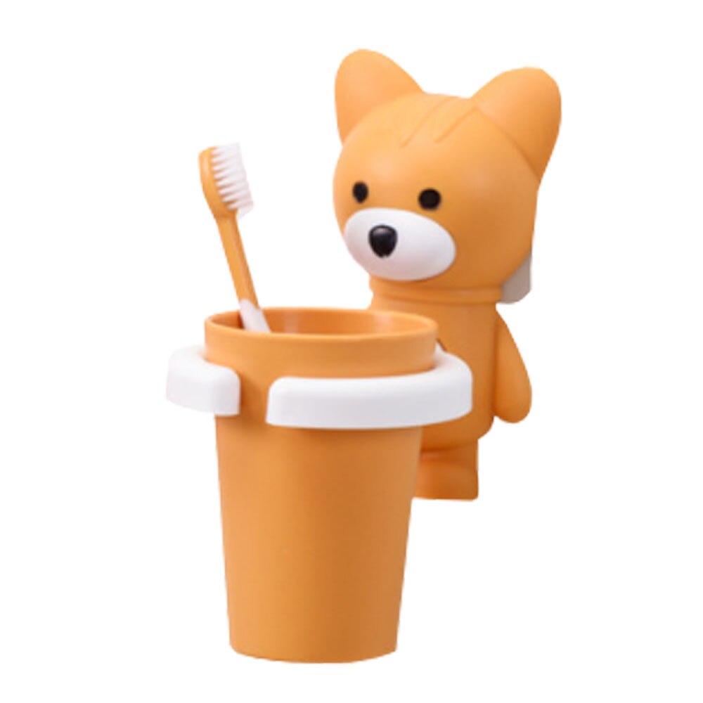 Taza de enjuague bucal de dibujos animados para niños, bonito vaso de agua, soporte para cepillo de dientes, taza para cepillo de dientes, juego de lavado anti-aceptacion: orange