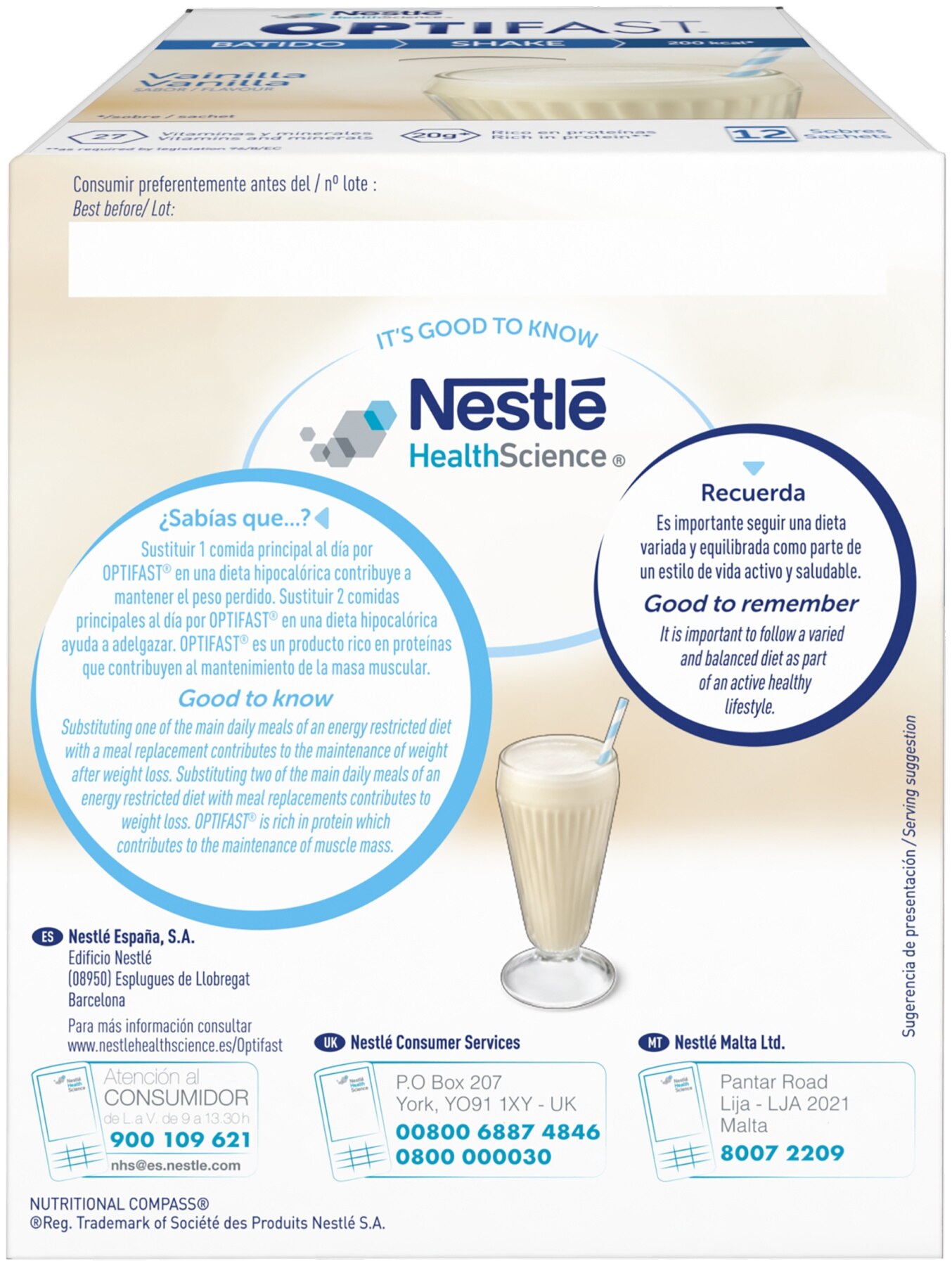 Optifast-vaniglia frullato 12 buste x 53 gr