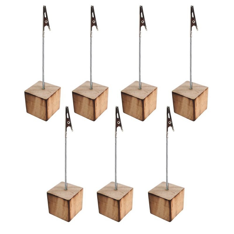 Memo Clip Holder Stand Picture Card Note Clip Stand 7pcs Wood color: Default Title