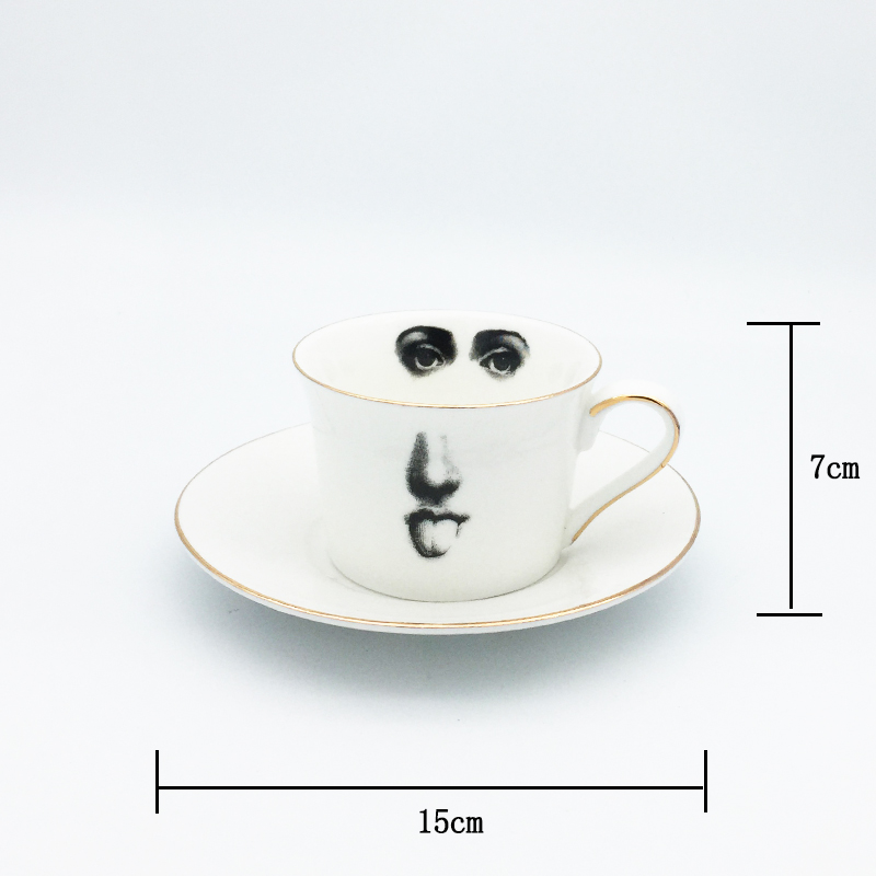 Augen und Nase Kaffee Tasse und Untertasse einstellen Knochen ChinaTazza Nachmittag Tee Versorgung Elegante Hochzeit Geschirr Mädchen Freund: D
