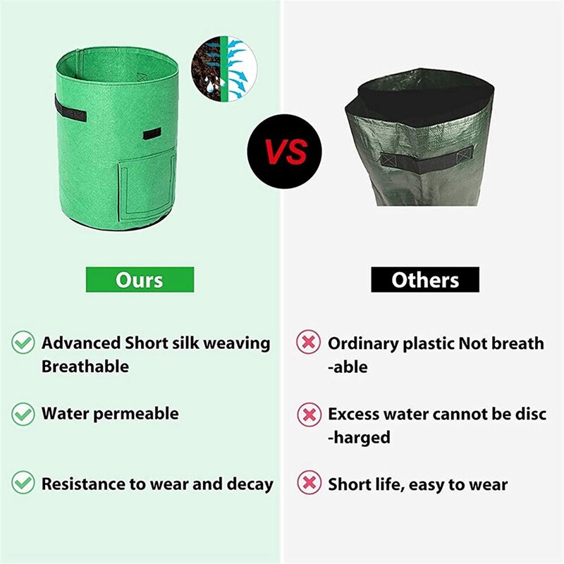 Potato Grow Bags , 2 Pack 10 Gallon Potato Growing Bags Potato Planting Bag Potato Planter with Flap and Handles