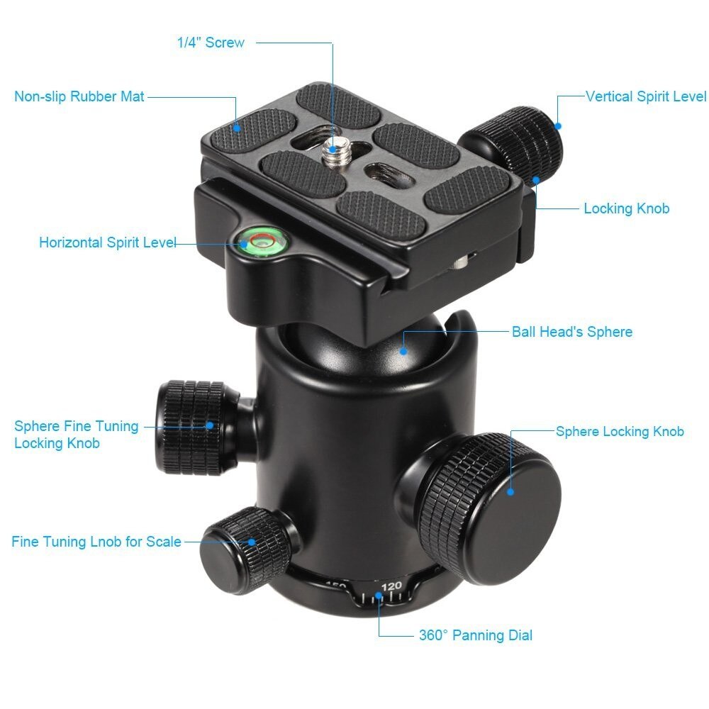 Manbily KF-0 Kamera Stativ Ball Kopf Aluminium Kugelkopf Panorama Kopf Schiebe Schiene Kopf W 2 Eingebaute Geist Ebenen DSLR KF0