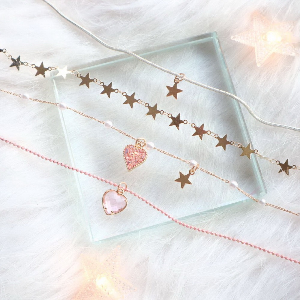 Gothic Copper Stars Choker Necklaces for Women Unique Short Clavicle Chain Necklace Collares Neck Jewelry FS72