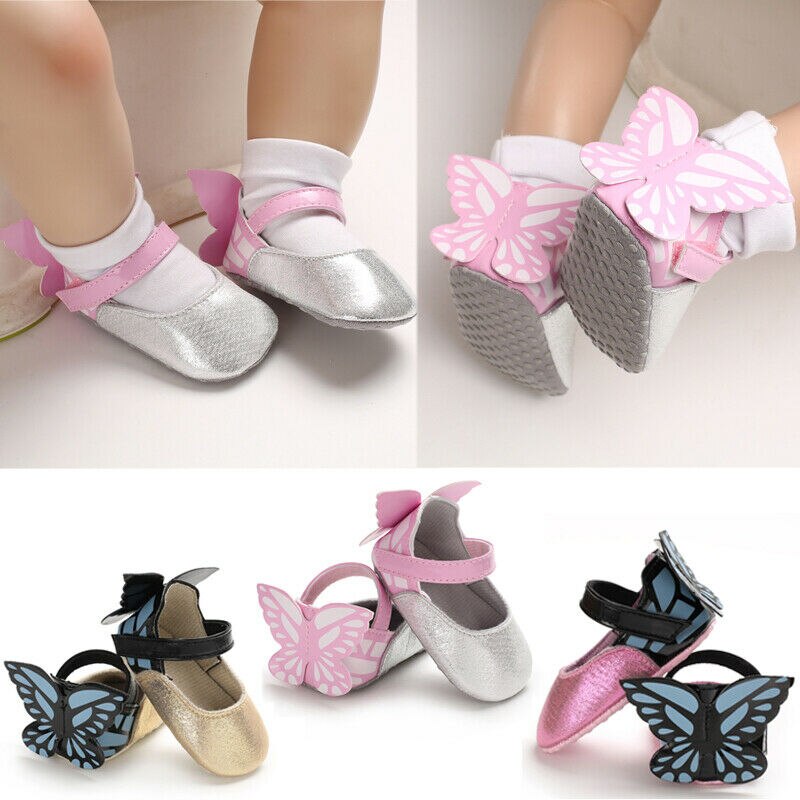 Babyschoenen voor babymeisjes vlinder zachte zool peuter wieg schoenen zacht comfortabel eerste wandeling prewalker