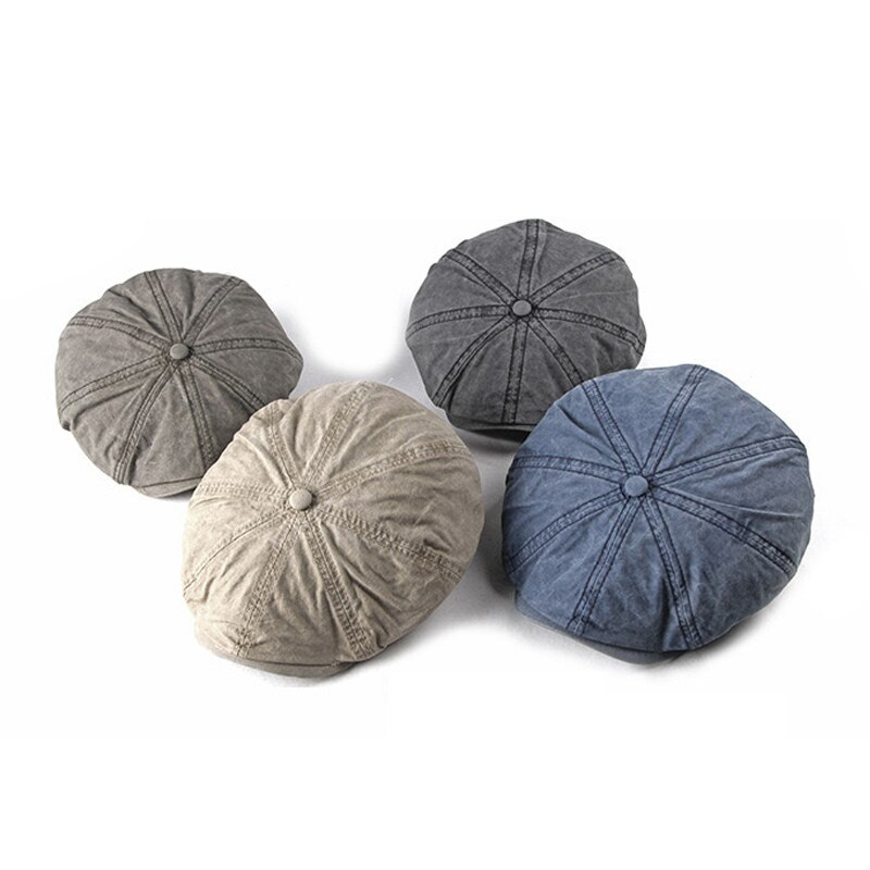[AETRENDS] de Denim de algodón octogonal sombreros para hombres de Ivy Gatsby taxista conducción sombrero gorra Z-6833