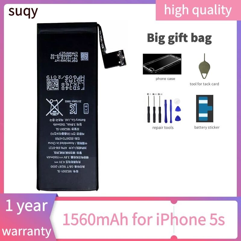 Suqy for Apple Iphone 6 6 s 7 8 Battery Original 0 Cycle for Iphone 4 4s 5 5s 5c Se 6 Plus 6s Plus 7 Plus 8 Plus Bateria Phones: for iphone 5s