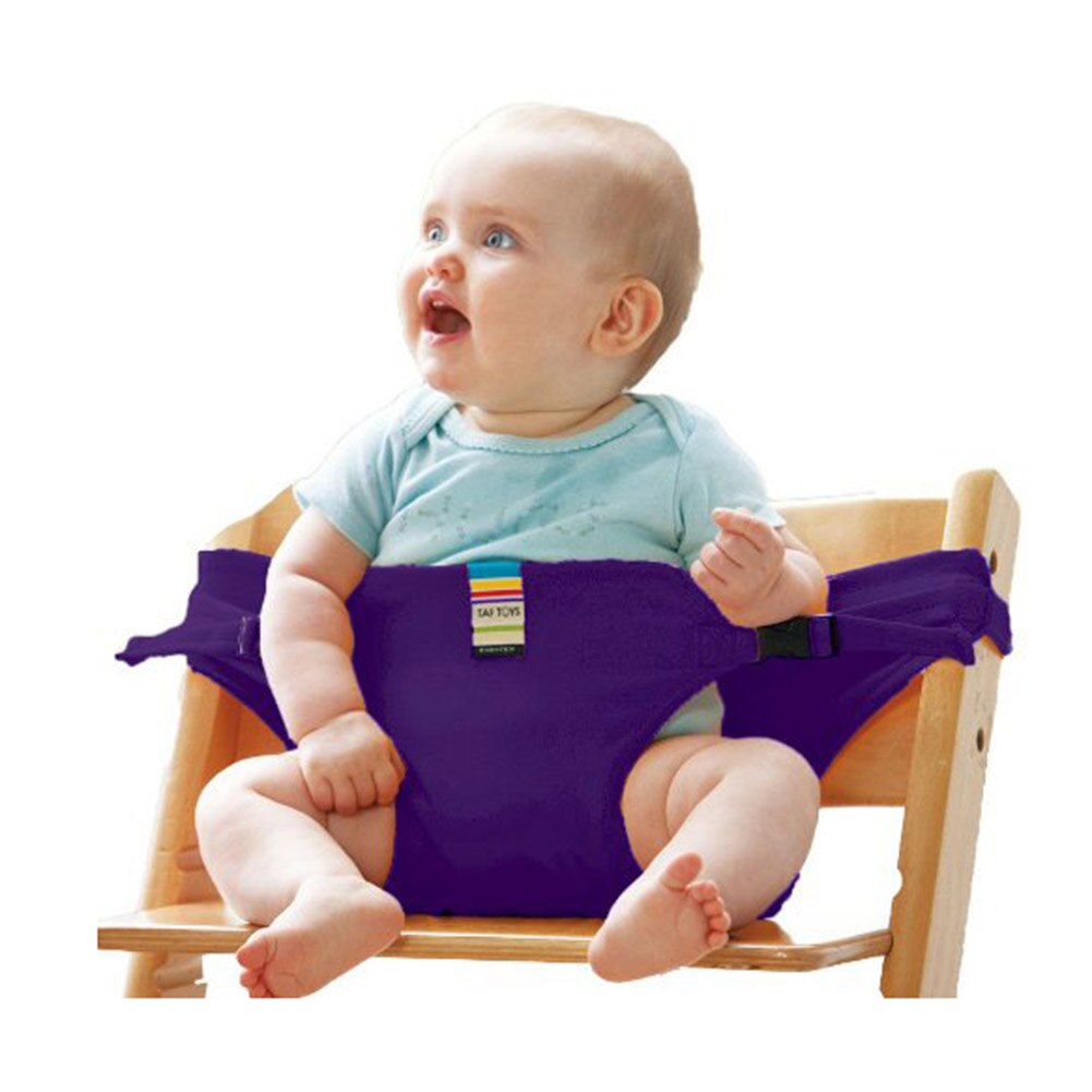 Rejse sammenfoldelig baby spisestue frokost stol baby fodring bælte spædbarn sikkerhed foran hold sikkerhedssele vaskbar baby sikkerhedssele til barn: Lilla
