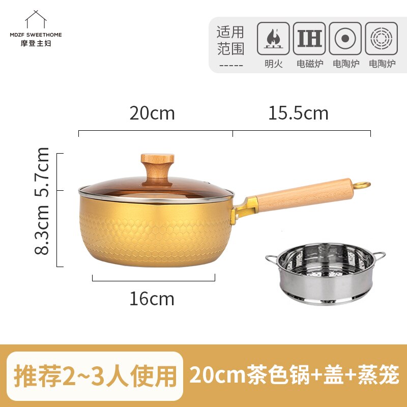 Marmite japonaise en or De luxe pour nouilles Ramen, couvercle en verre antiadhésif, ustensiles De cuisine OC50MG
