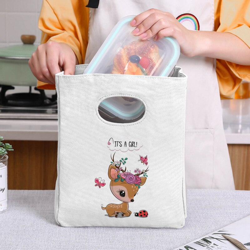 Sika Deer ocieplana z płótna izolowana piknikowa torba na Lunch neutralna izolowana folia izolowana torba do przechowywania żywności przenośna torba na Lunch: 9Sika004