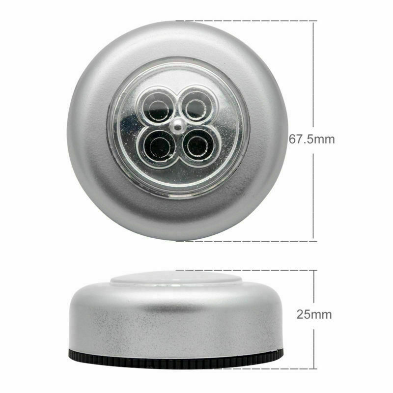 2 xtouch trykknap lampe lys selvklæbende lang batterilevetid down spot lys 4 led til autocamper campingvogn båd