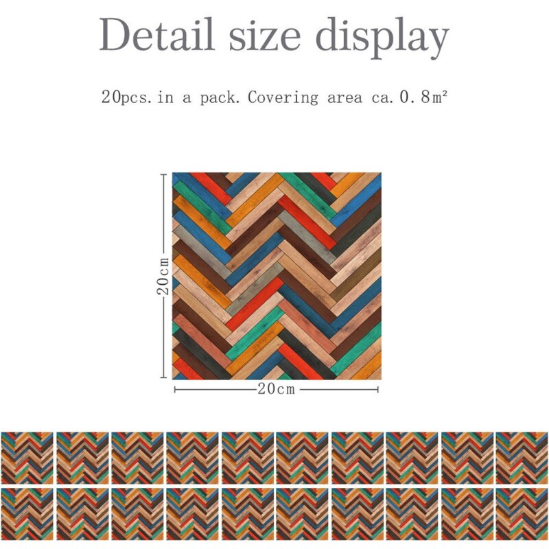 20pcs Imitation Wood Grain 3D Tile Floor Wall Stickers DIY Self Adhesive Kitchen Bathroom Home Decoration: B