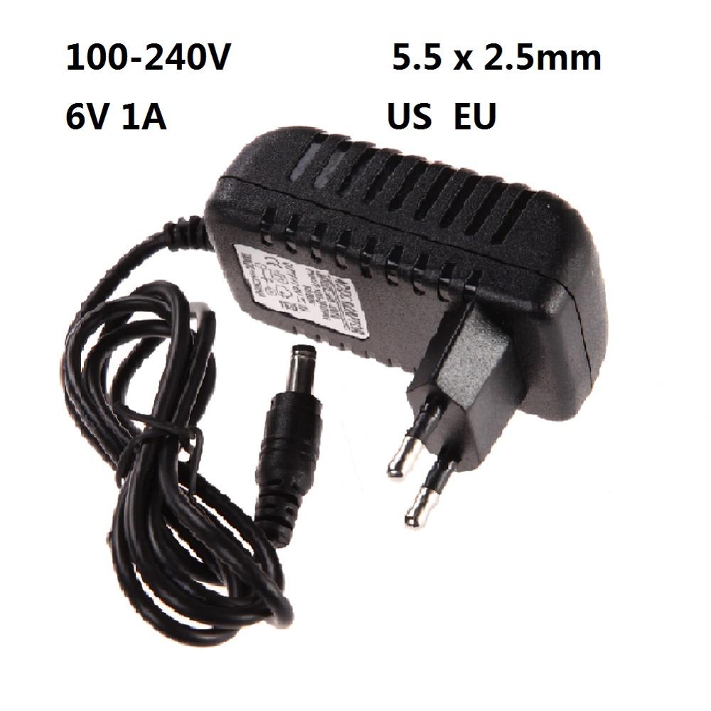Universal- 100-240V Netzteil Adapter EU Stecker Schalt AC zu DC Konverter Adapter 6V 1A 100 0mA Ladegerät 5,5x2,5mm