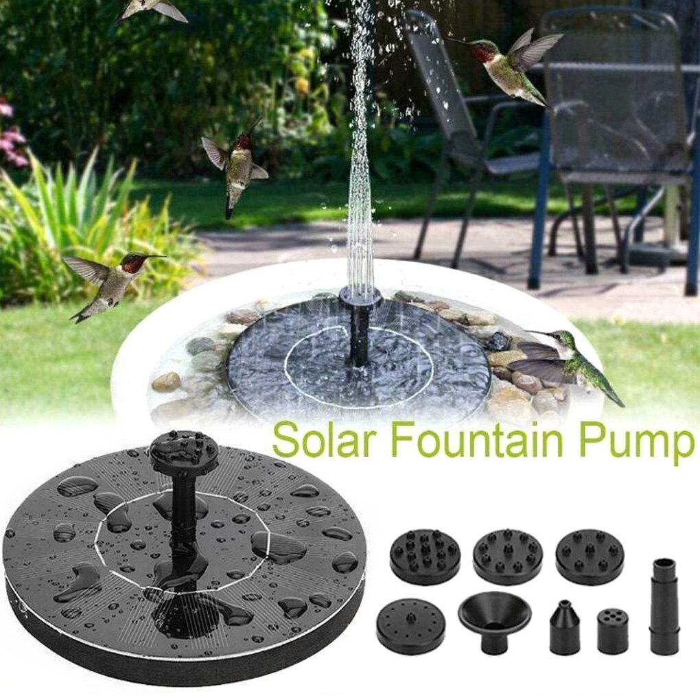 Solar Powered Water Fountain Pond Pool Patio Decorative Water Sprinkler with 4 Nozzles