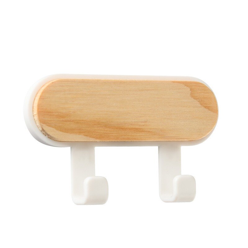 Perchas de madera para colgar en la pared, accesorios de decoración del hogar, de almacenamiento para colgar ropa perchero, llavero: White-2 Hooks