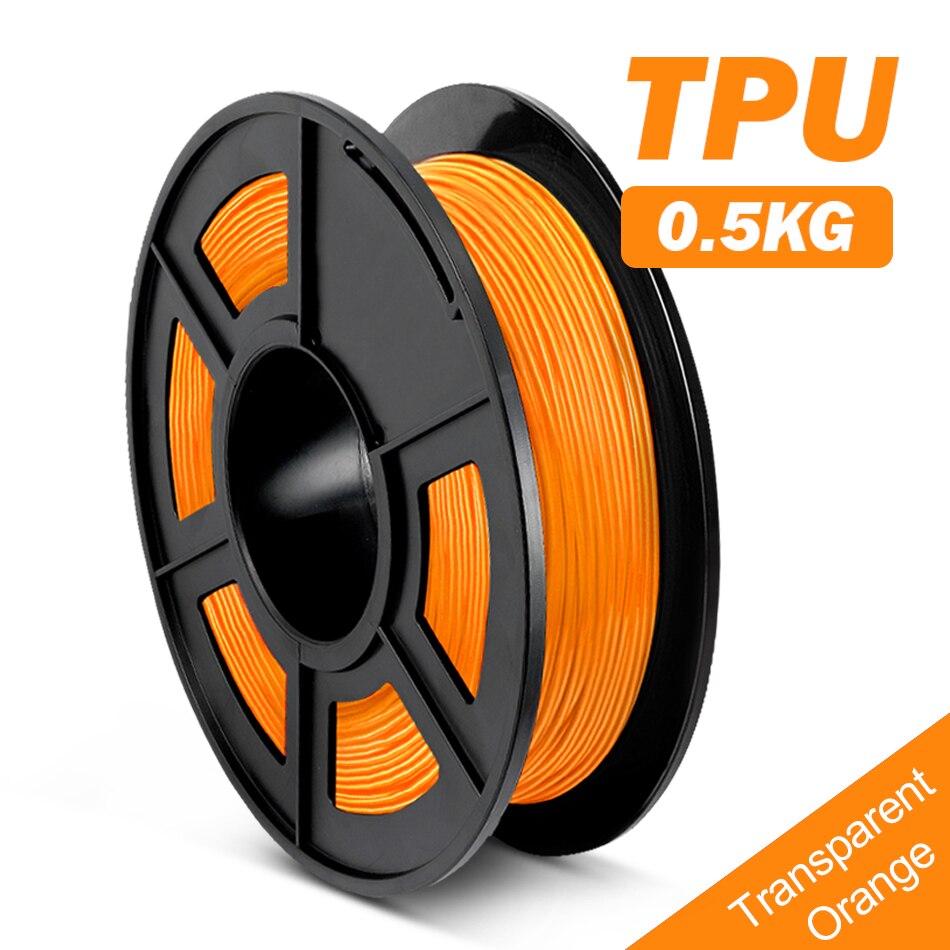 SUNLU TPU Flexible Filament 0.5KG 1.75MM TPU Filament 3D Printer Flexible 3d Printing Material: TPU-TR-Orange