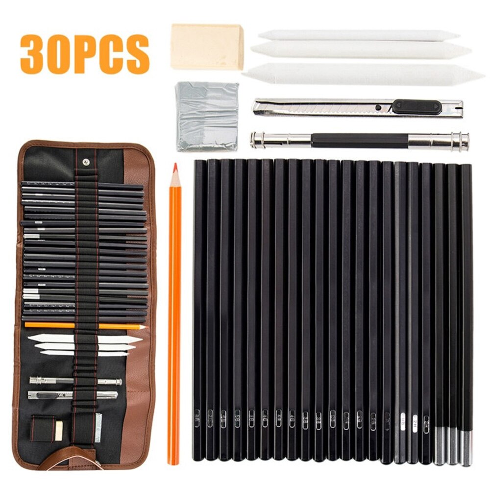 Sketch Pencils Kit 30 Piece Set Beginner Sketching Drawing Art Pencil Kit Graphite Charcoal Stick Artist: Default Title